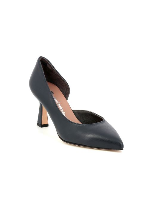 decolleté con tacco in pelle blu BERTOSSI | 325X Q
